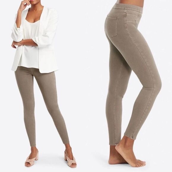 SPANX Earthy Taupe Neutral Jean-ish Jeanish Twill Shaping Legging - Picture 1 of 10
